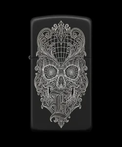 Benzinli Çakmak Kuru Kafa Figürlü E Harfli Tasarım - V1