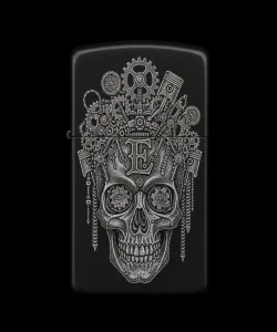 Benzinli Çakmak Kuru Kafa Figürlü E Harfli Tasarım - V12