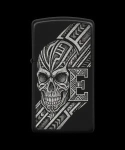 Benzinli Çakmak Kuru Kafa Figürlü E Harfli Tasarım - V16