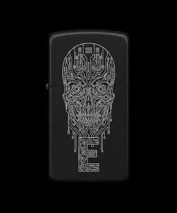 Benzinli Çakmak Kuru Kafa Figürlü E Harfli Tasarım - V22