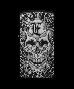 Benzinli Çakmak Kuru Kafa Figürlü E Harfli Tasarım - V29