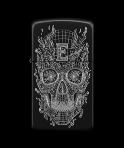 Benzinli Çakmak Kuru Kafa Figürlü E Harfli Tasarım - V30