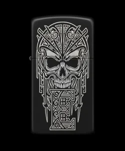 Benzinli Çakmak Kuru Kafa Figürlü E Harfli Tasarım - V33