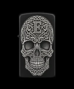 Benzinli Çakmak Kuru Kafa Figürlü E Harfli Tasarım - V39