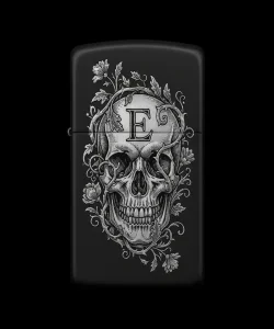 Benzinli Çakmak Kuru Kafa Figürlü E Harfli Tasarım - V45