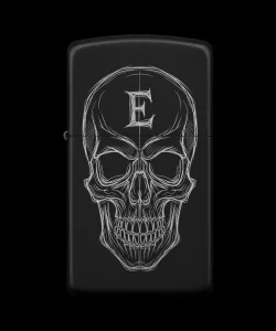 Benzinli Çakmak Kuru Kafa Figürlü E Harfli Tasarım - V5