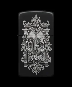 Benzinli Çakmak Kuru Kafa Figürlü E Harfli Tasarım - V51