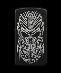 Benzinli Çakmak Kuru Kafa Figürlü E Harfli Tasarım - V54