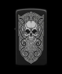 Benzinli Çakmak Kuru Kafa Figürlü E Harfli Tasarım - V56