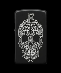 Benzinli Çakmak Kuru Kafa Figürlü E Harfli Tasarım - V57