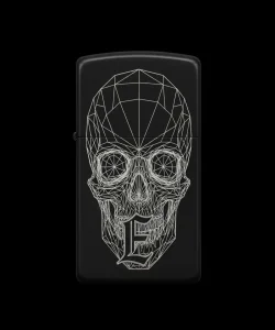 Benzinli Çakmak Kuru Kafa Figürlü E Harfli Tasarım - V60