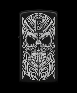 Benzinli Çakmak Kuru Kafa Figürlü E Harfli Tasarım - V61