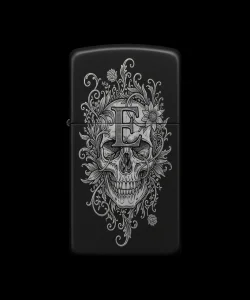 Benzinli Çakmak Kuru Kafa Figürlü E Harfli Tasarım - V64