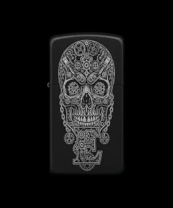 Benzinli Çakmak Kuru Kafa Figürlü E Harfli Tasarım - V66