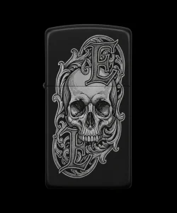 Benzinli Çakmak Kuru Kafa Figürlü E Harfli Tasarım - V69