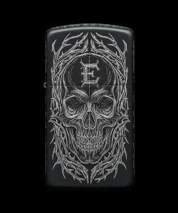 Benzinli Çakmak Kuru Kafa Figürlü E Harfli Tasarım - V71