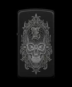 Benzinli Çakmak Kuru Kafa Figürlü E Harfli Tasarım - V76