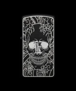 Benzinli Çakmak Kuru Kafa Figürlü E Harfli Tasarım - V78