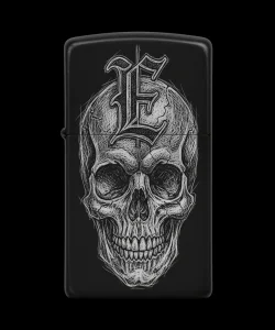 Benzinli Çakmak Kuru Kafa Figürlü E Harfli Tasarım - V79