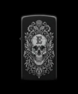 Benzinli Çakmak Kuru Kafa Figürlü E Harfli Tasarım - V83