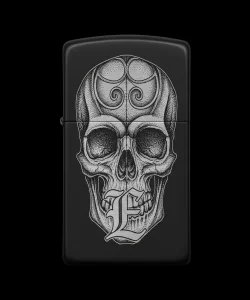 Benzinli Çakmak Kuru Kafa Figürlü E Harfli Tasarım - V86