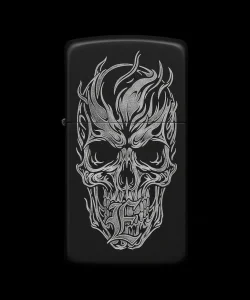 Benzinli Çakmak Kuru Kafa Figürlü E Harfli Tasarım - V91