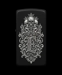 Benzinli Çakmak Kuru Kafa Figürlü E Harfli Tasarım - V93