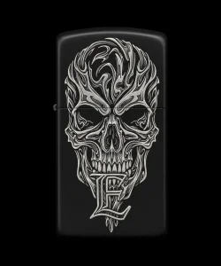 Benzinli Çakmak Kuru Kafa Figürlü E Harfli Tasarım - V97