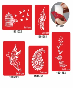 Bir Çiçek Bir Kelebek 5 li Set Geçici Dövme Kına Şablonu