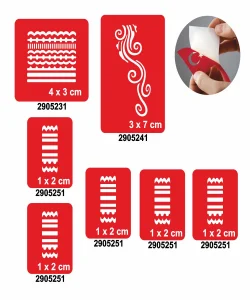 Çizgisel Motif 5li Set Geçici Dövme Kına Şablonu