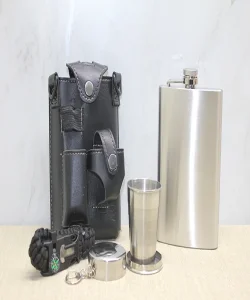 Deri Kılıflı Shot Bardaklı Matara SPR3913