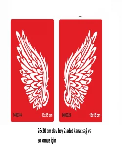 Dev Boy 2 Adet Kanat Sağ ve Sol Omuz Geçici Dövme Şablonu