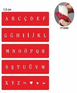 Düz Font Şerit Harf Seti Geçici Dövme Şablonu