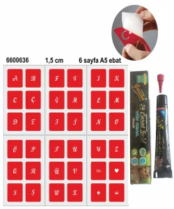 El Yazısı Harfler Hint Kınası ile Geçici Dövme Yapma Seti