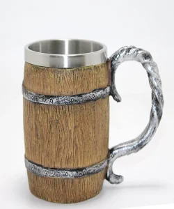 Fıçı Tasarımı 3D Kabartmalı Paslanmaz Çelik Kupa Bardak SPR4385