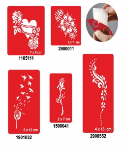 Gül Ve Kalp Modelleri 5li Set Geçici Dövme Kına Şablonu