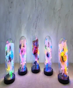 Işıklı Müzikli Fanus içinde Gül Buketi  SPR5003