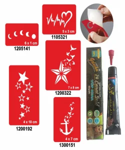 Kalp ve Yıldız Desenleri Hint Kınası ile Geçici Dövme Yapma Seti