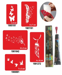 Kelebek ve Uçan Kuşlar Hint Kınası ile Geçici Dövme Yapma Seti