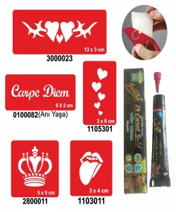 Kralın Kalbi desenleri Hint Kınası ile Geçici Dövme Yapma Seti