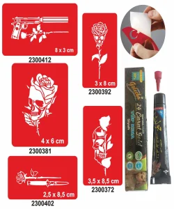 Kurukafa Gül Desenleri Hint Kınası ile Geçici Dövme Yapma Seti