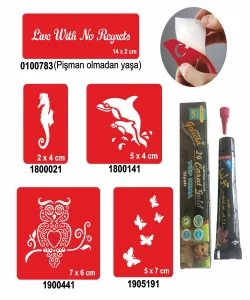 Kuş ve Balık Desenleri Hint Kınası ile Geçici Dövme Yapma Seti