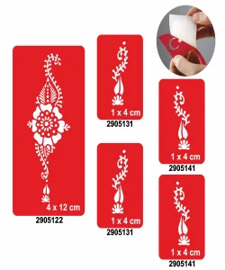 Menekşe Ve Yapraklar 5li Set Geçici Dövme Kına Şablonu