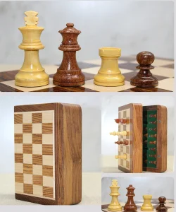 Mıknatıs Taşlı Ahşap Katlanabilir Kutulu Satranç Oyunu 30 Cm G614