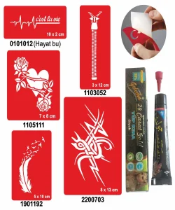 Örtücü  Desenleri Hint Kınası ile Geçici Dövme Yapma Seti