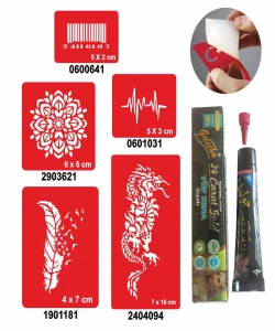 Örtücü Kapatma Desenleri Hint Kınası ile Geçici Dövme Yapma Seti