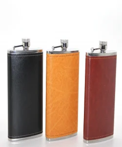 Paslanmaz Çelik Tekli 8 Oz Derili Matara  SPR2661