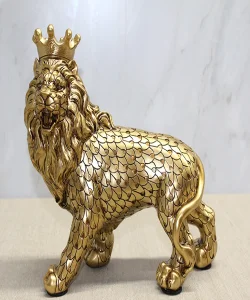 Polyester Dekoratif Taçlı Aslan Figürü SPR2576