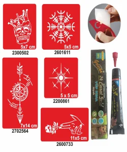 Pusula Gül Desenleri Hint Kınası ile Geçici Dövme Yapma Seti