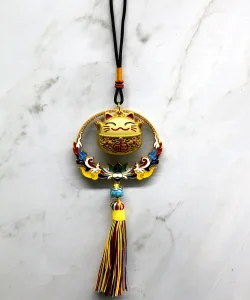 Renkli Püsküllü Şans Kedisi Feng Shui Askılık SPR4452